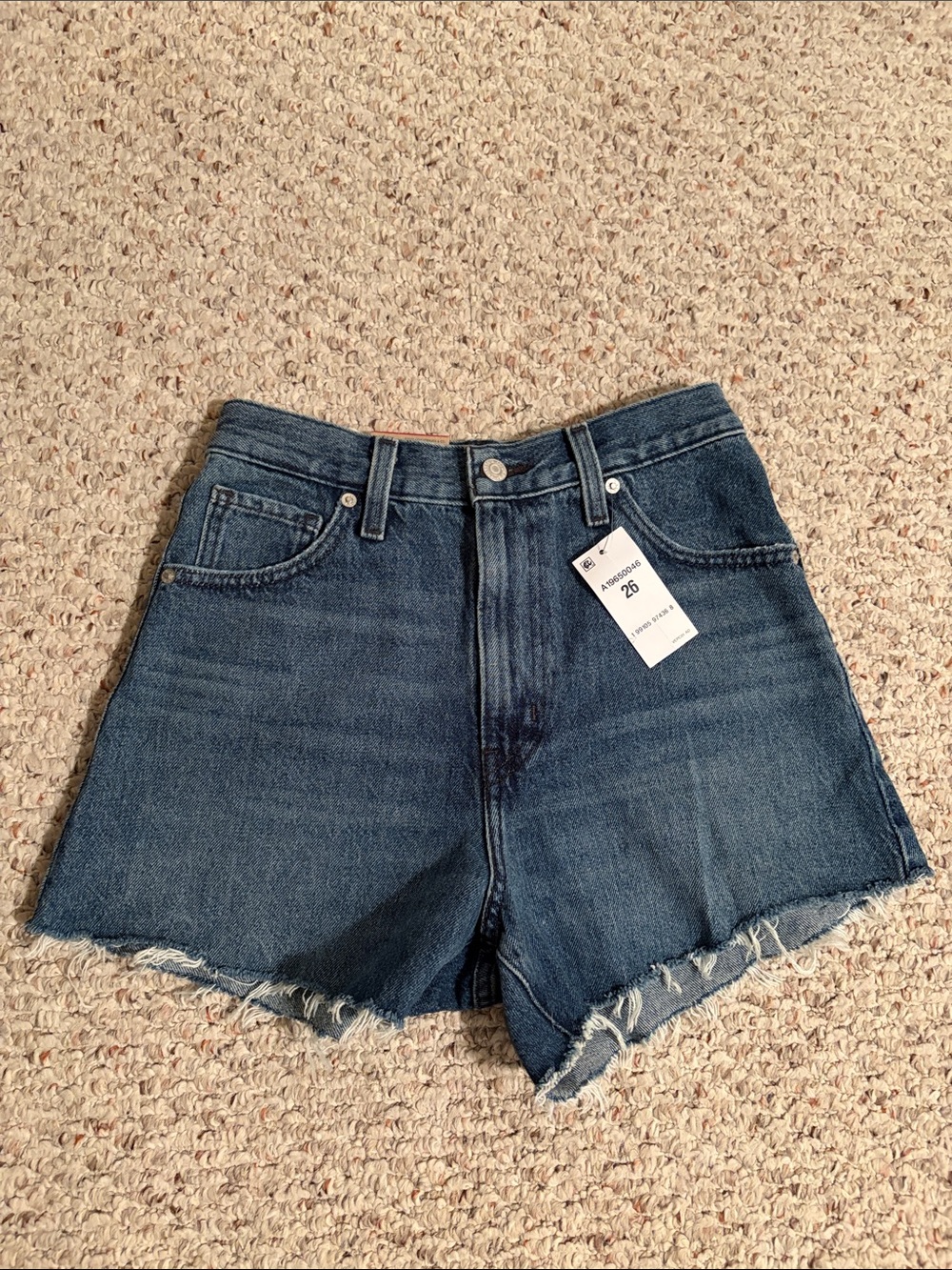 Levi's Dark Blue Denim Cutoff Shorts with Frayed Hem